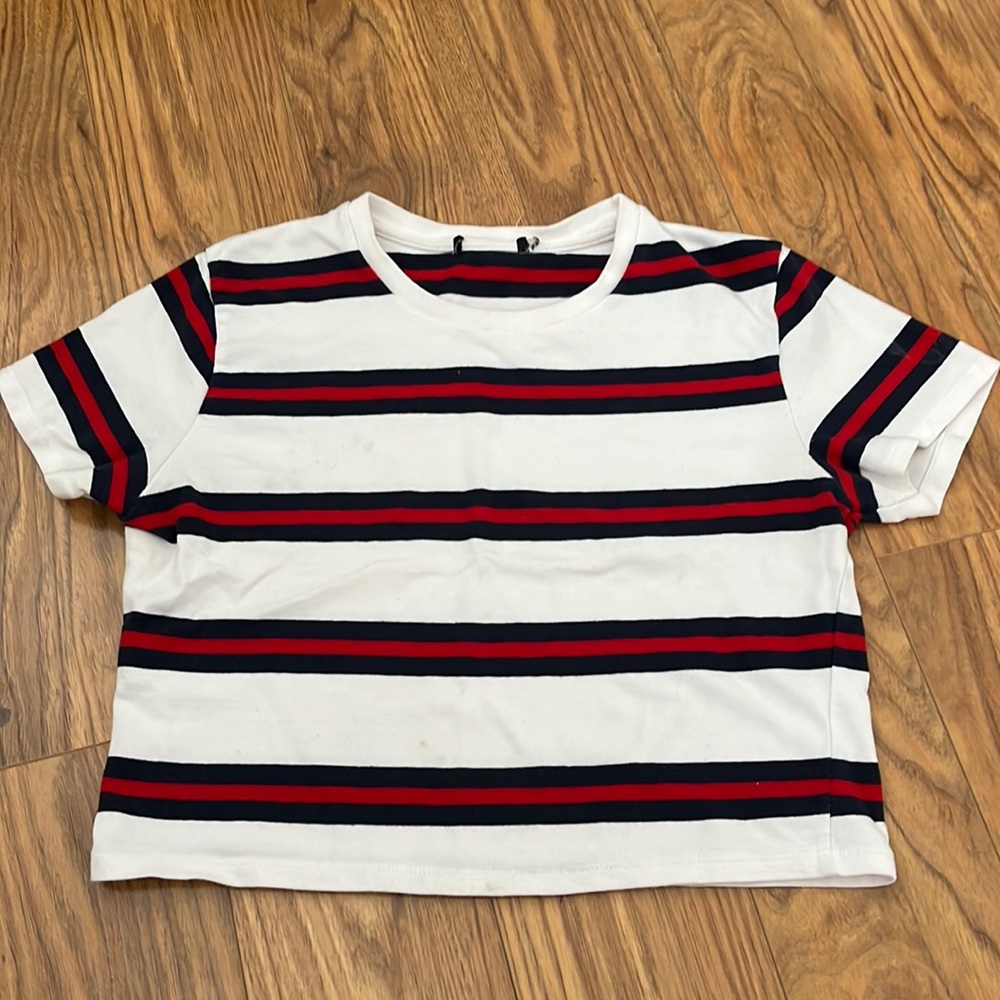 Brandy Melville, red,blue and white stripped crop top, one size